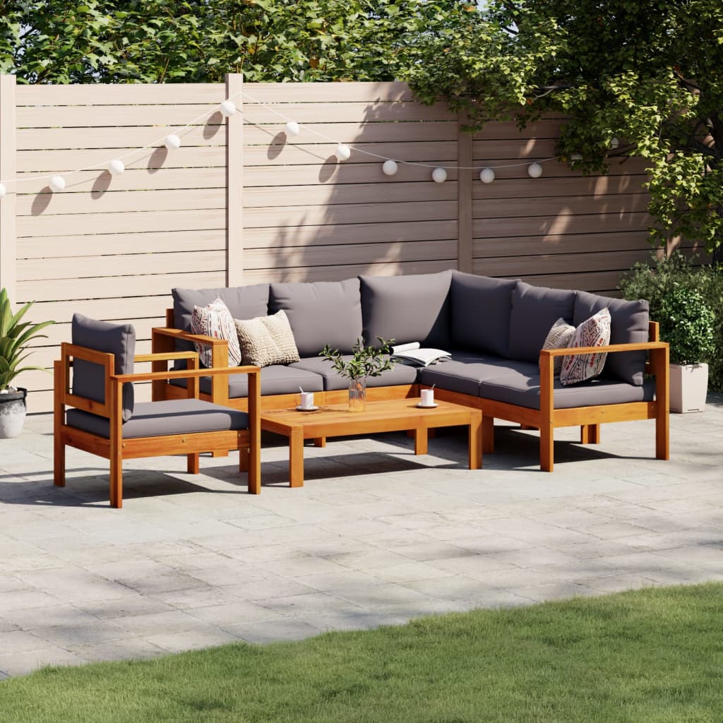 vidaXL 4-delige Loungeset met kussens massief acaciahout