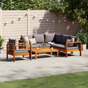 vidaXL 4-delige Loungeset met kussens massief acaciahout