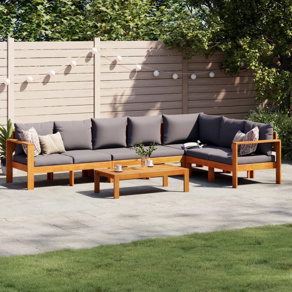 vidaXL 4-delige Loungeset met kussens massief acaciahout