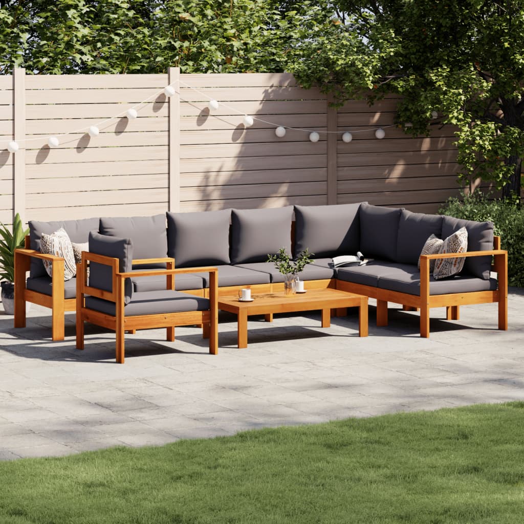 vidaXL 4-delige Loungeset met kussens massief acaciahout