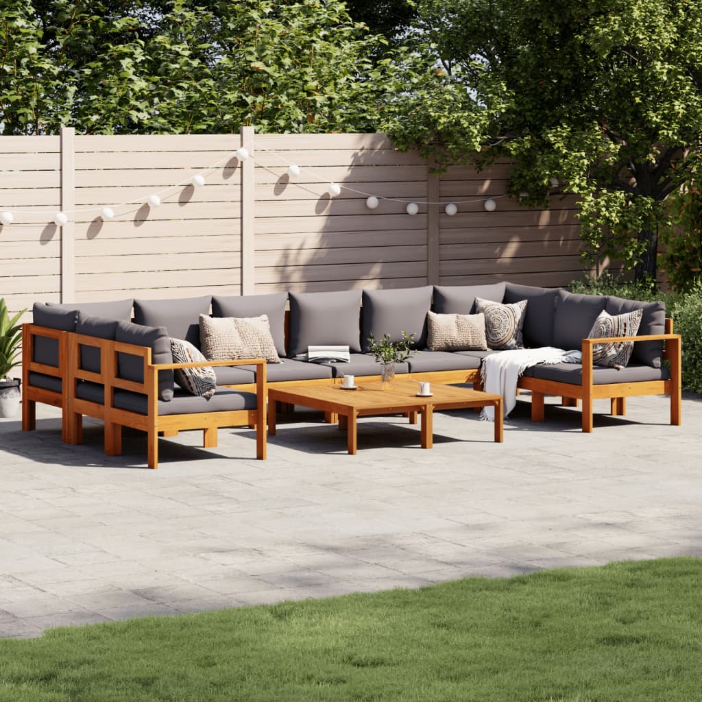 vidaXL 4-delige Loungeset met kussens massief acaciahout