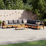 vidaXL 4-delige Loungeset met kussens massief acaciahout