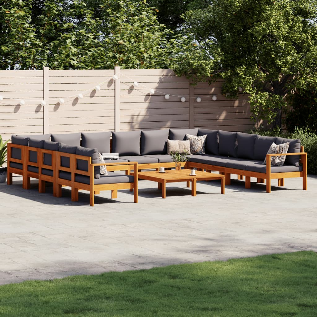 vidaXL 4-delige Loungeset met kussens massief acaciahout