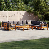 vidaXL 4-delige Loungeset met kussens massief acaciahout