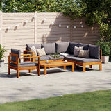 vidaXL 4-delige Loungeset met kussens massief acaciahout
