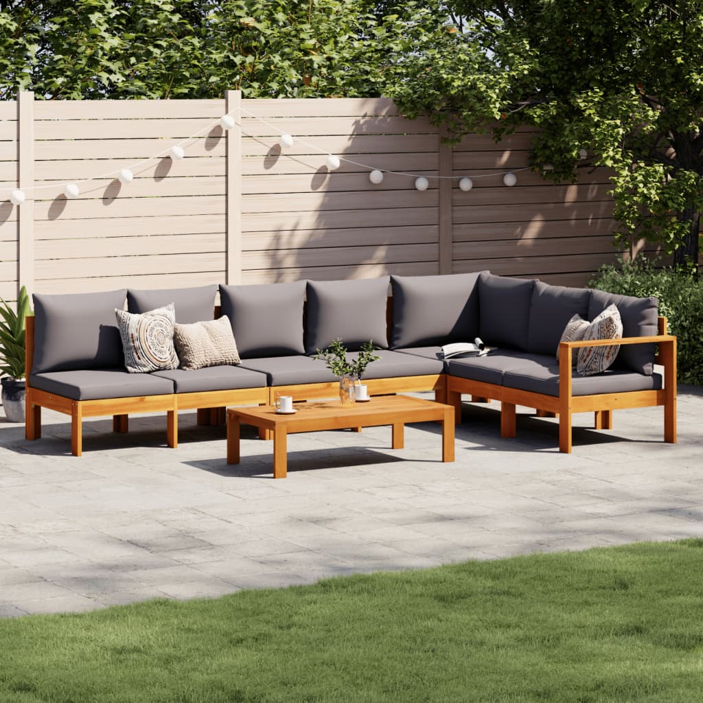 vidaXL 4-delige Loungeset met kussens massief acaciahout