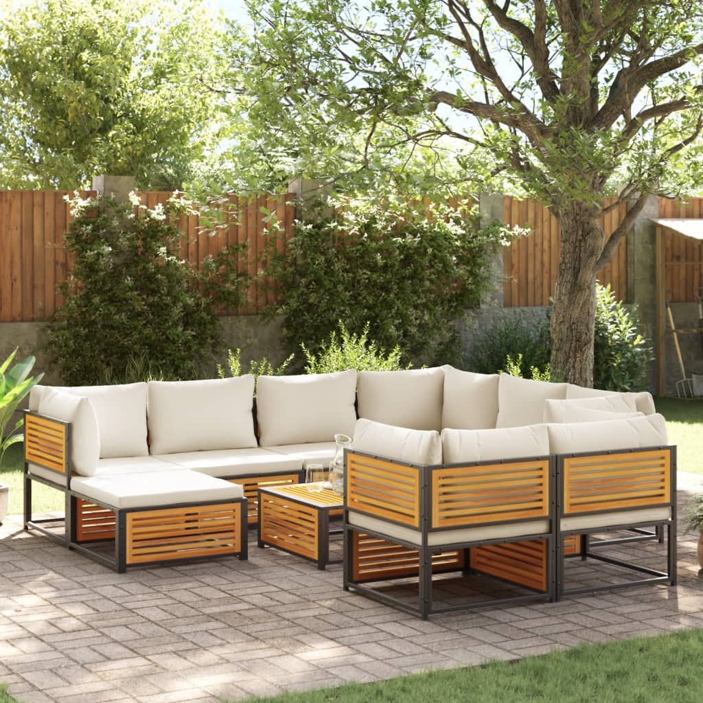 vidaXL 6-delige Loungeset met kussens massief acaciahout
