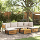 vidaXL 6-delige Loungeset met kussens massief acaciahout