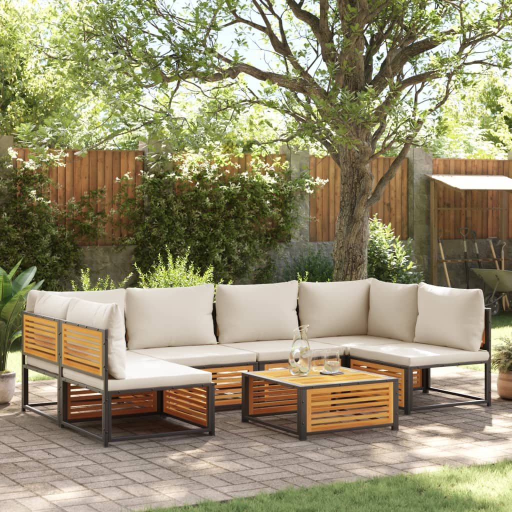 vidaXL 6-delige Loungeset met kussens massief acaciahout