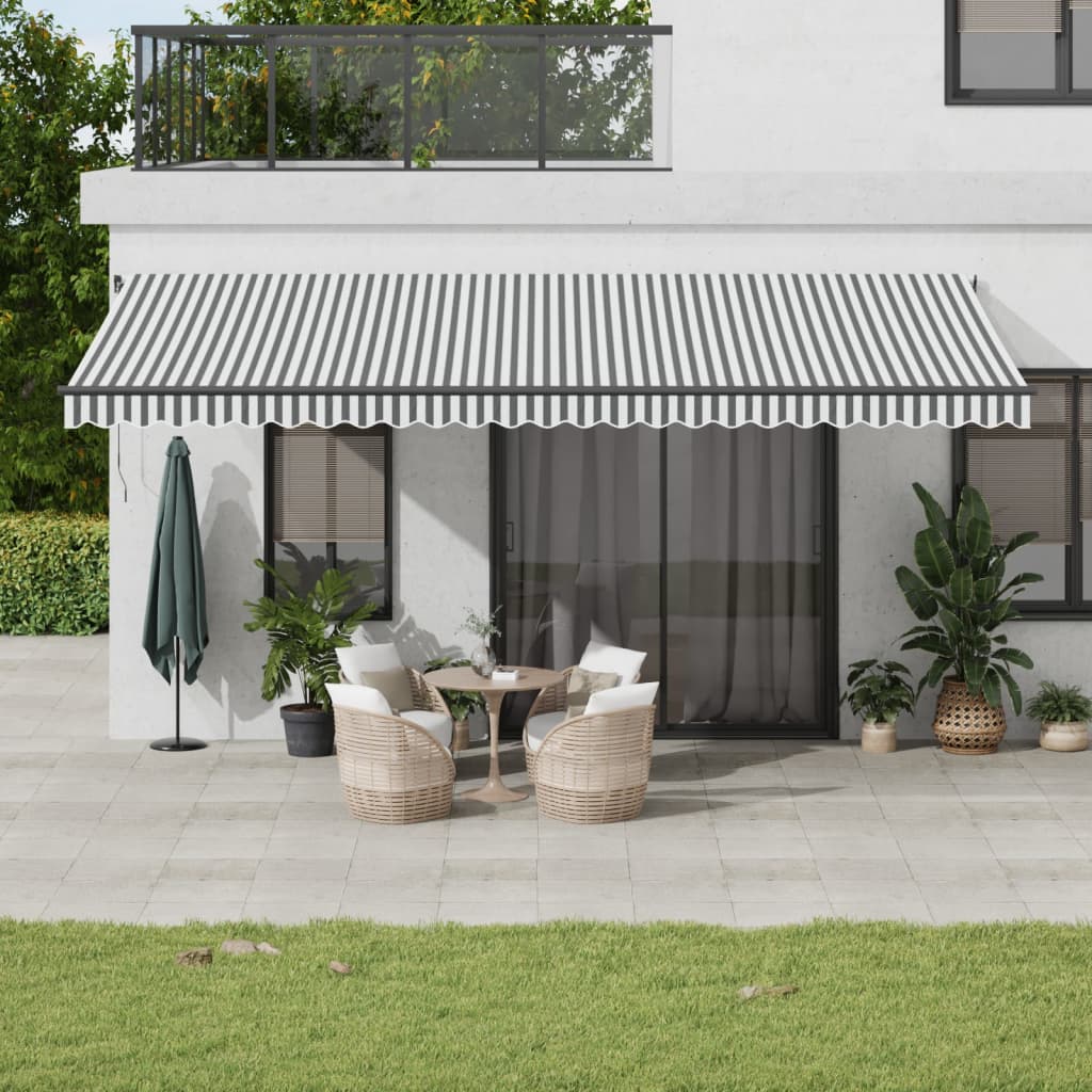 vidaXL Luifel automatisch met LED en windsensor 400x300cm blauw en wit