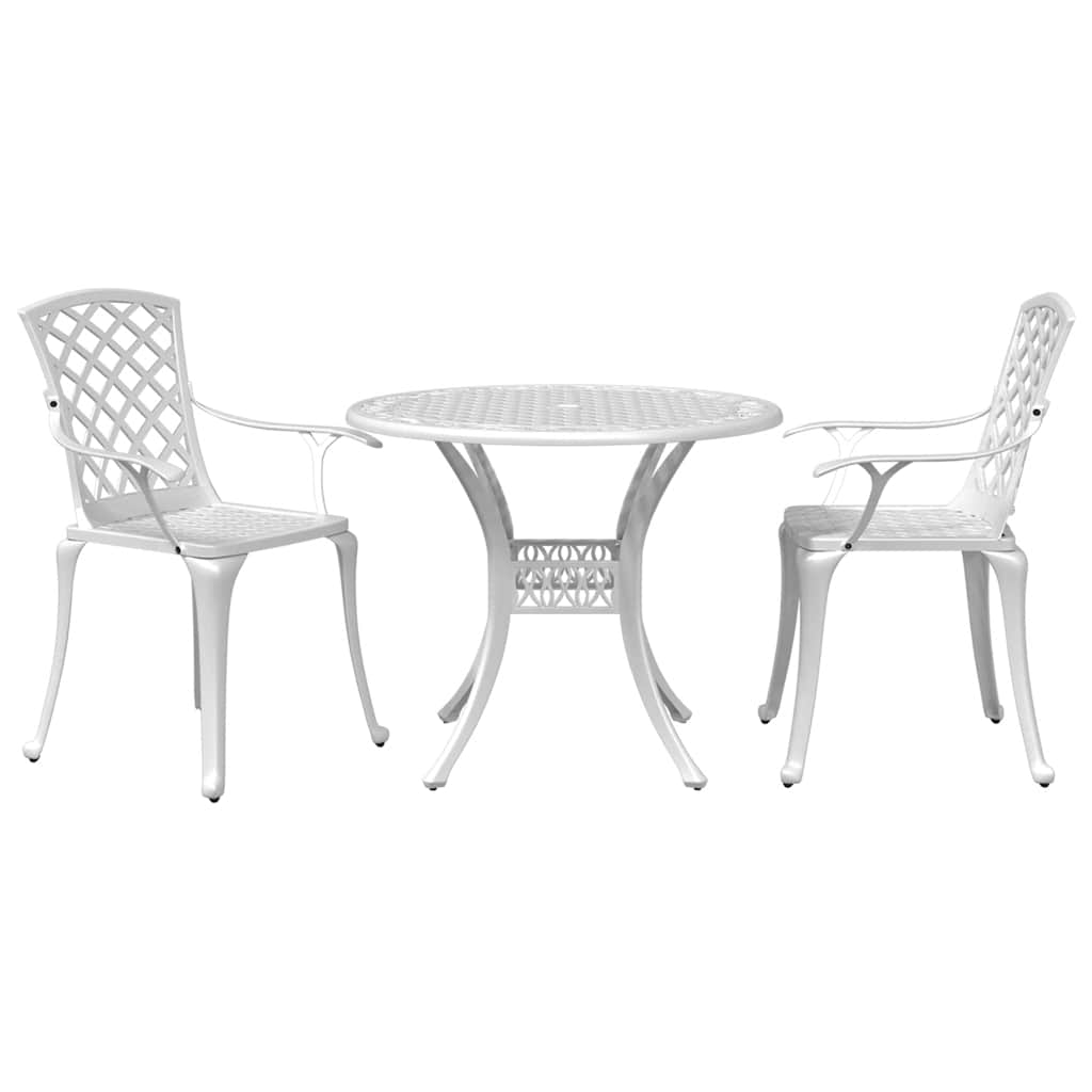 vidaXL 3-Piece Cast Aluminum Bistro Set White