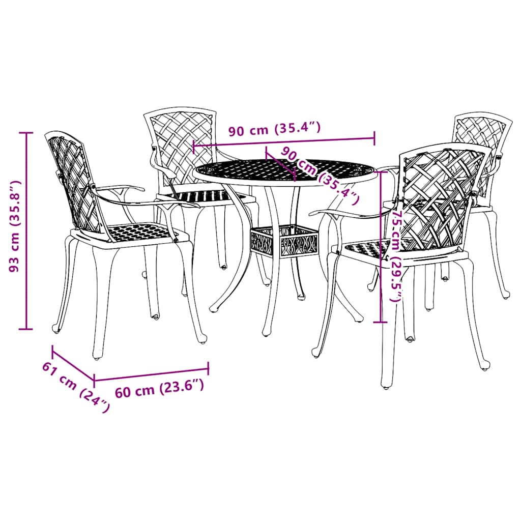 vidaXL 3-Piece Cast Aluminum Bistro Set White