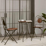 vidaXL 3-delige Bistroset keramische tegel terracotta