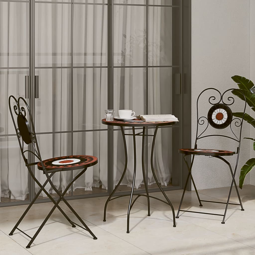 vidaXL 3-delige Bistroset keramische tegel terracotta