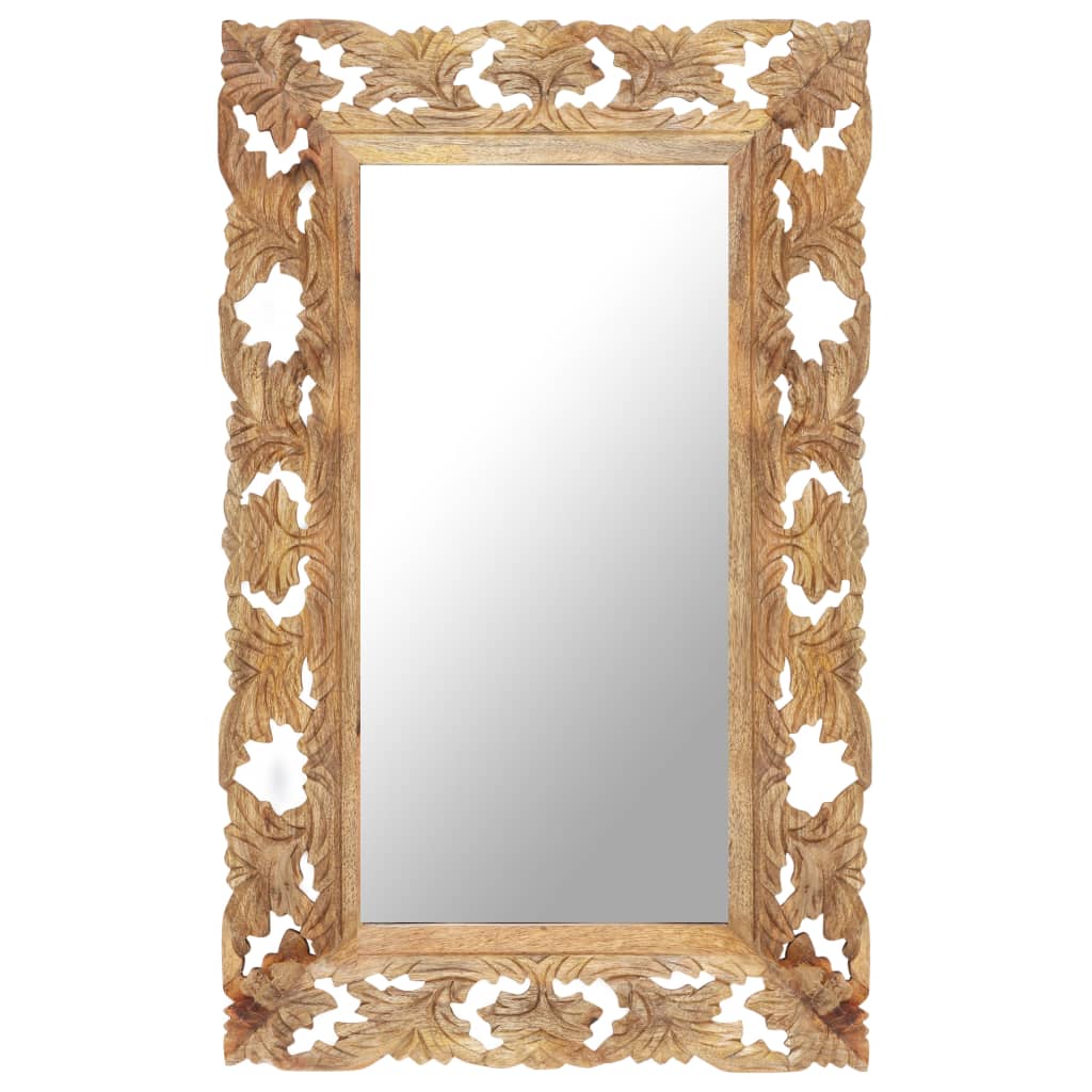 vidaXL Spiegel handgesneden 50x50 cm massief mangohout bruin