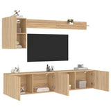 vidaXL 5-delige Tv-wandmeubelset bewerkt hout sonoma eikenkleurig