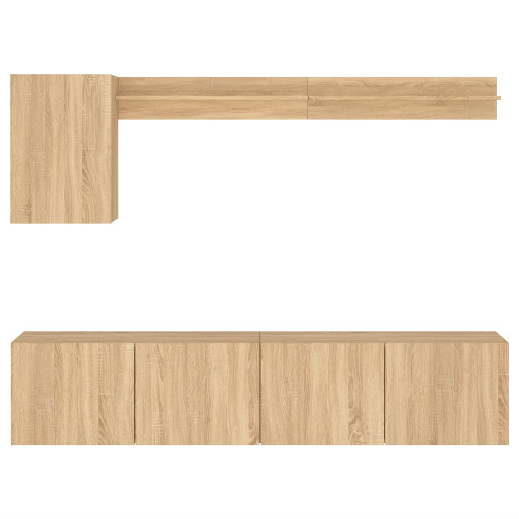 vidaXL 5-delige Tv-wandmeubelset bewerkt hout sonoma eikenkleurig