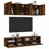 vidaXL 5-delige Tv-meubelset bewerkt hout wit