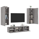 vidaXL 5-delige Tv-meubelset bewerkt hout wit