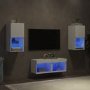 vidaXL 4-Piece TV Wall Unit Set with LED Lighting White