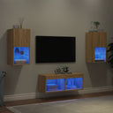 vidaXL 4-Piece TV Wall Unit Set with LED Lighting White