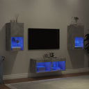 vidaXL 4-Piece TV Wall Unit Set with LED Lighting White