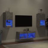 vidaXL 4-delige tv-wandmeubelset met LED-verlichting wit