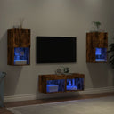vidaXL 4-Piece TV Wall Unit Set with LED Lighting White