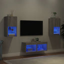 vidaXL 4-Piece TV Wall Unit Set with LED Lighting White