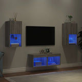vidaXL 4-delige tv-wandmeubelset met LED-verlichting wit