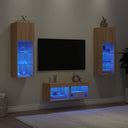 vidaXL 4-delige tv-wandmeubelset met LED-verlichting wit