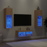 vidaXL 4-delige tv-wandmeubelset met LED-verlichting wit