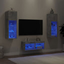 vidaXL 4-delige tv-wandmeubelset met LED-verlichting wit