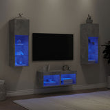 vidaXL 4-delige tv-wandmeubelset met LED-verlichting wit