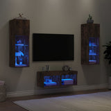 vidaXL 4-delige tv-wandmeubelset met LED-verlichting wit