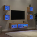 vidaXL 7-Piece TV Wall Unit Set with LED Lights Engineered Wood White