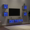 vidaXL 7-Piece TV Wall Unit Set with LED Lights Engineered Wood White