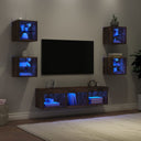 vidaXL 7-Piece TV Wall Unit Set with LED Lights Engineered Wood White