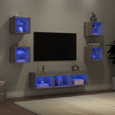 vidaXL 7-Piece TV Wall Unit Set with LED Lights Engineered Wood White