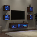 vidaXL 7-Piece TV Wall Unit Set with LED Lights Engineered Wood White