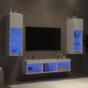 vidaXL 5-Piece TV Wall Unit Set with LED Lights Engineered Wood White