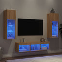vidaXL 5-Piece TV Wall Unit Set with LED Lights Engineered Wood White