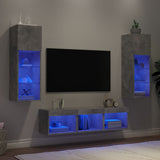 vidaXL 5-delige Tv-wandmeubelset met LED-verlichting bewerkt hout wit