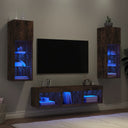 vidaXL 5-Piece TV Wall Unit Set with LED Lights Engineered Wood White