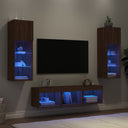 vidaXL 5-Piece TV Wall Unit Set with LED Lights Engineered Wood White