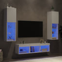 vidaXL 5-Piece TV Wall Unit Set with LED Lights Engineered Wood White