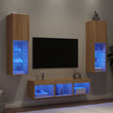 vidaXL 5-Piece TV Wall Unit Set with LED Lights Engineered Wood White