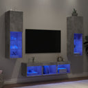 vidaXL 5-Piece TV Wall Unit Set with LED Lights Engineered Wood White