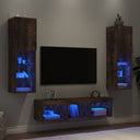 vidaXL 5-Piece TV Wall Unit Set with LED Lights Engineered Wood White