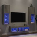 vidaXL 5-Piece TV Wall Unit Set with LED Lights Engineered Wood White